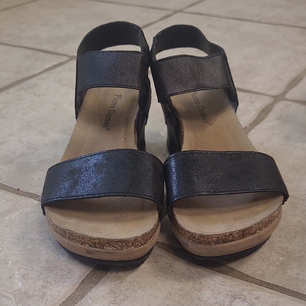 Pierre Dumas Black Slip-On Sandals with Cork Footbed